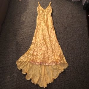 Gold Silk Prom Gown w/ Low Back